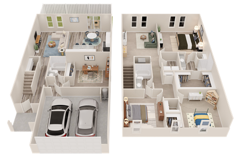 Floor plan for 4 beds, 3 baths, 2260 sqft